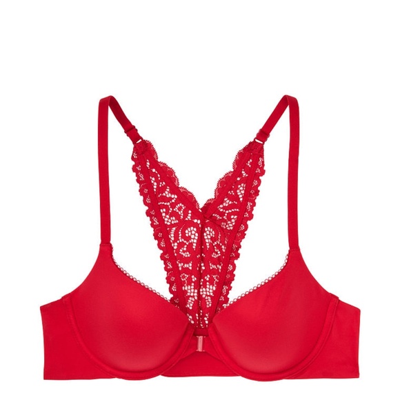Body By Victoria Lined Demi Bra 34C Red Lace